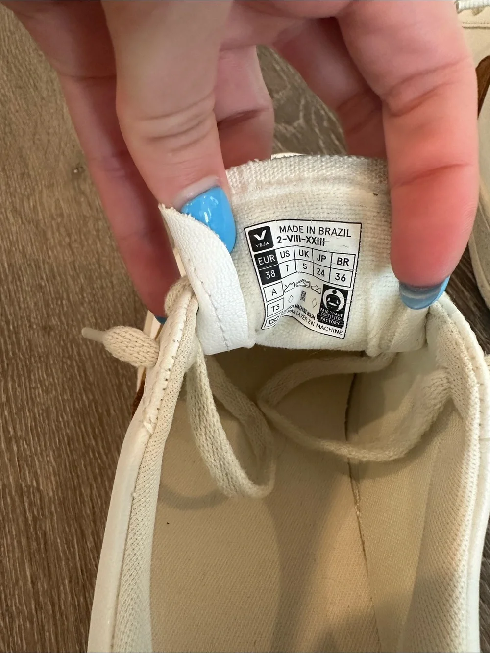 Veja White Sneakers with Brown Suede V Detail